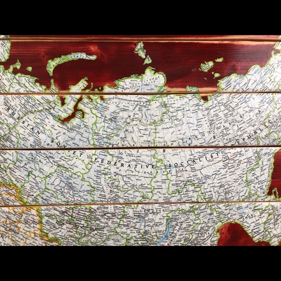 CLEARANCE Vintage USSR Soviet Union Russia Map Decoupage Wall Art - Picture 6 of 9